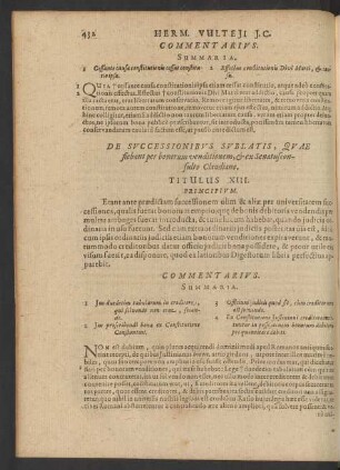 De Successionibus Sublatis ... Titulus XIII.
