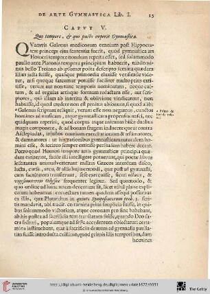 Caput. V.: Quo tempore, & quo pacto coeperit Gymnastica