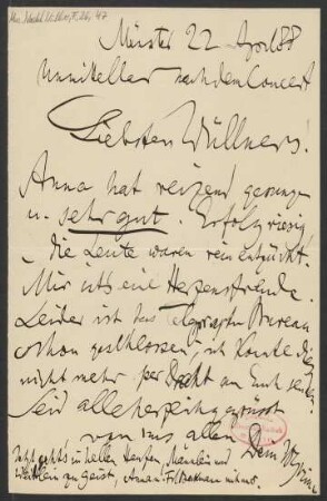 Brief an Franz Wüllner : 22.04.1888