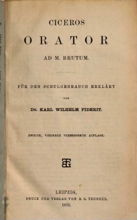 Ciceros Orator ad M. Brutum