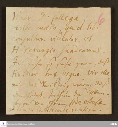 Mitteilung von August Hermann Francke an Joachim Lange.