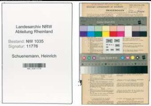 Entnazifizierung Heinrich Schuenemann , geb. 17.07.1899 (Schlosser)