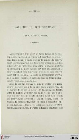 2.Ser. 9.1888: Note sur les accélérations