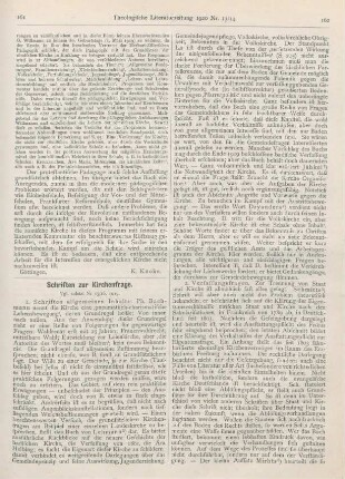 161-163 [Rezension] Mirbt, Carl, Randglossen zu der Basler Kirchenverfassung