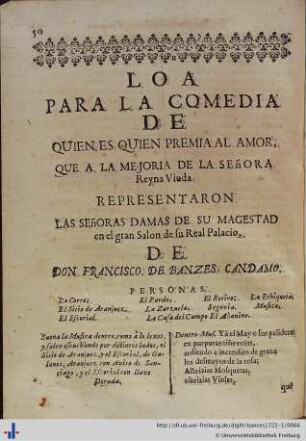 Loa para la Comedia de quien es quien premia al Amor.