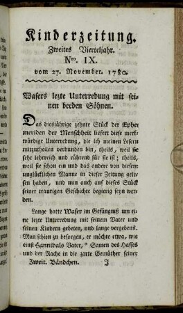 Nro. IX. vom 27. November 1780