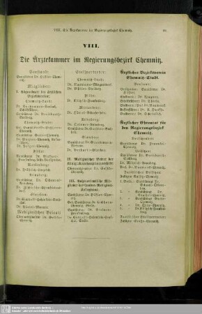 VIII. Ärztekammer im Regierungsbezirk Chemnitz