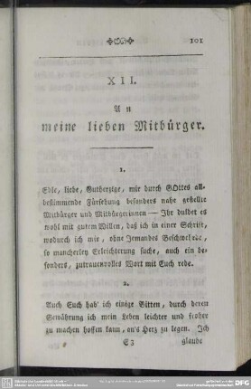 XII. An meine lieben Mitbürger