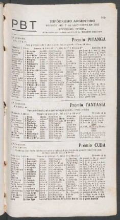Hipódromo Argentino - Reunión del 9 de Septiembre de 1906 - Programa oficial