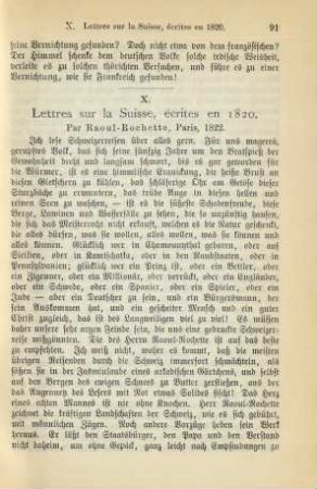 X. Lettres sur la Suisse, écrites en 1820