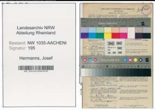 Entnazifizierung Josef Hermanns , geb. 25.04.1902 (Steiger)