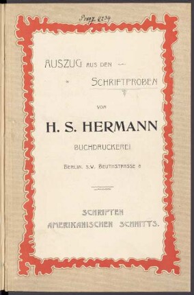 Auszug aus den Schriftproben : Schriften Amerikanischen Schnitts