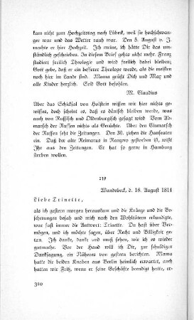 239 Wandsbeck, d. 16. August 1814