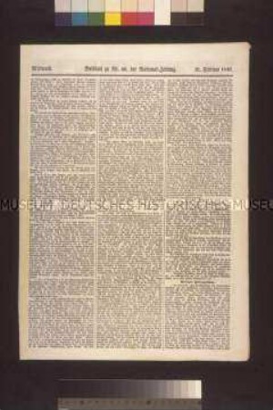 Tageszeitung: National-Zeitung, Nr. 49, Beiblatt; 21. Februar 1849