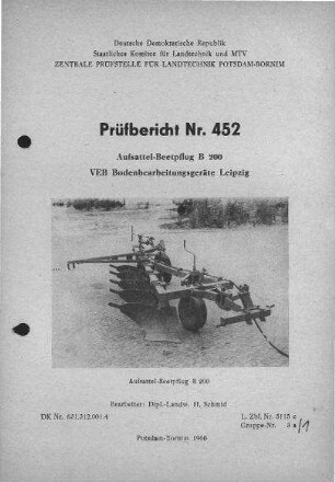 Aufsattel-Beetpflug B 200