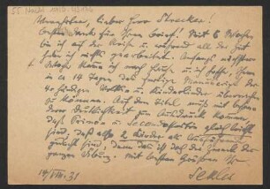 Brief an Willy Strecker und B. Schott's Söhne : 14.08.1931
