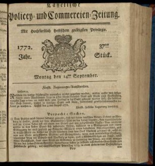 37tes Stueck, Montag den 14ten September 1772