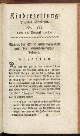 Nro. VII. vom 19. August 1782