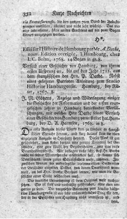 Essai sur l'histoire de Hambourg. Nouv.éd.corr.