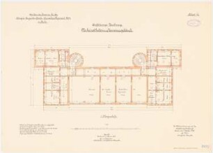 Kaserne des Garde-Kürassier-Regiments und des Königin-Augusta-Garde-Grenadier-Regiments Nr. 4, Berlin: Garde-Cürassier-Regiment, Verheirateten-Kammergebäude: Grundriss 1. Obergeschoss 1:100