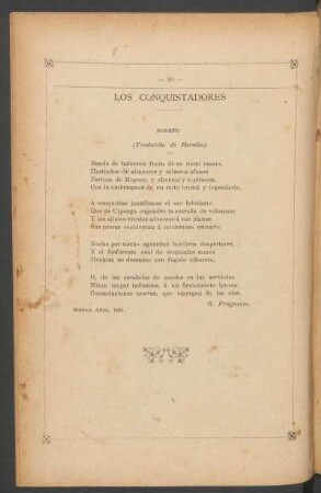 Los conquistadores : Soneto. (Traducido de Heredia)
