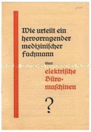 Beschreibung der Vorzüge elektrischer Schreibmaschinen