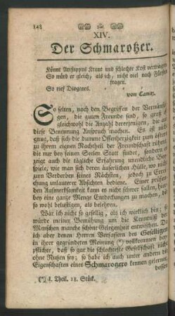 XIV. Der Schmarotzer