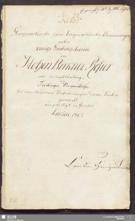 Geognostische und bergmän̄ische Bemerkungen ueber einige Grubengebaeude der Hohen Birkner Refier einer Unterabtheilung der Freiberger Bergamtsrefier - 17.6534 4.