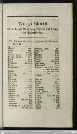 Verzeichniß der in diesem Buche angeführten und benuzten Schriftsteller