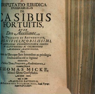 Disputatio juridica inauguralis de casibus fortuitis