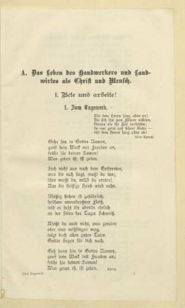 I. Bete und arbeite!