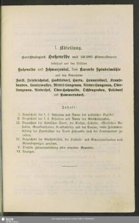 I. Abteilung: Gerichtsbezirk Hohenelbe
