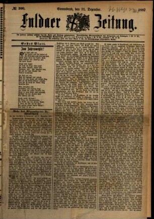 Ausgabe vom Samstag, den 31. Dezember 1887.