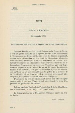 XCVI Tunisi - Francia 25 maggio 1795