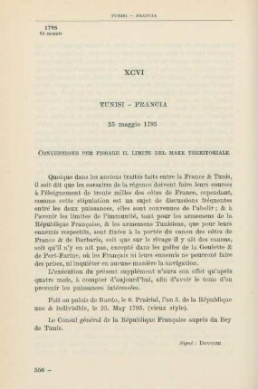 XCVI Tunisi - Francia 25 maggio 1795