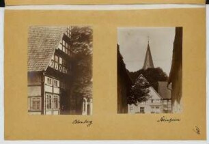 Wohnhaus, Blomberg. Pfarrkirche St. Marien, Steinheim: Ansichten (aus: Skizzen- und Fotoalbum 22)