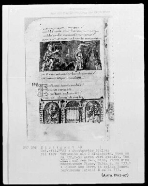 Der Stuttgarter Bibelpsalter — Textseite mit zwei Miniaturen