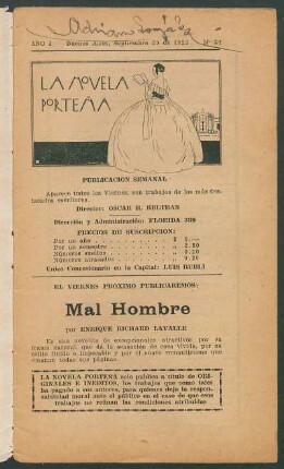 El viernes próximo publicaremos: "Mal hombre" por Enrique Richard Lavalle