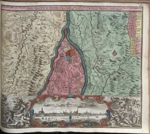 Augspurg : Die Haupt-Stadt Und Zierde Des Schwaebischen Craises, Samt Der Umligenden Gegend In Die Breite Auf 3 Und In Die Länge Auf 1 1/2 Stund Gerechnet