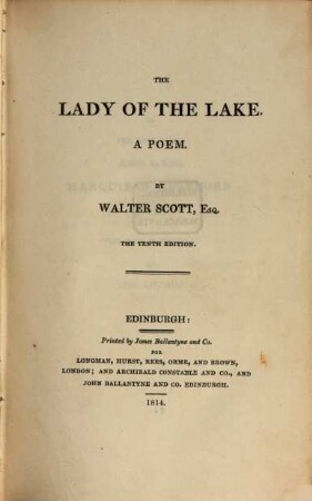 The Lady of the lake : a poem