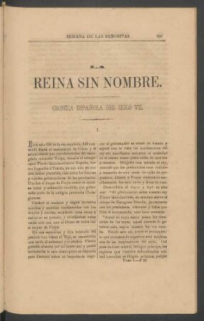 La reina sin nombre. : Crónica española del siglo VII.