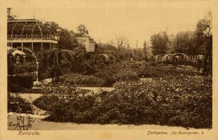 Postkartenalbum mit Motiven von Karlsruhe. "Stadtgarten. Im Rosengarten". Rosengarten