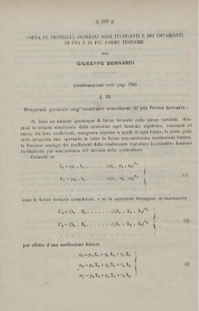Sopra le proprietà generali degl'invarianti e dei covarianti di una e di più forme ternarie.