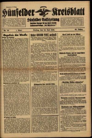 Erste Ausgabe vom Freitag, den 12. Juli 1940.