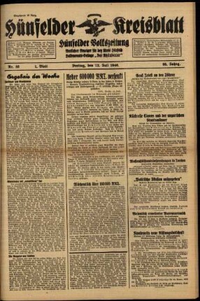 Erste Ausgabe vom Freitag, den 12. Juli 1940.