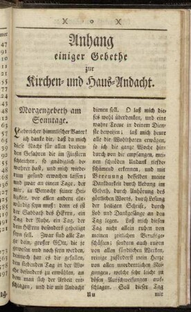 Anhang einiger Gebethe zur Kirchen- und Haus-Andacht.