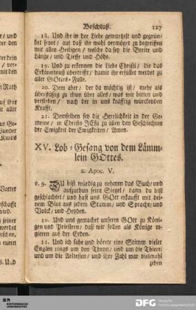 XV. Lob-Gesang von dem Lämmlein GOttes.