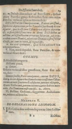 Membrum V. De Ordinatione Lectorum.