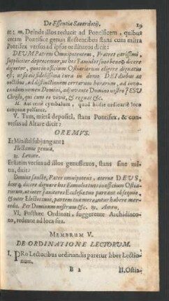 Membrum V. De Ordinatione Lectorum.