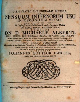 Diss. inaug. med. de sensuum internorum usu in oeconomia vitali
